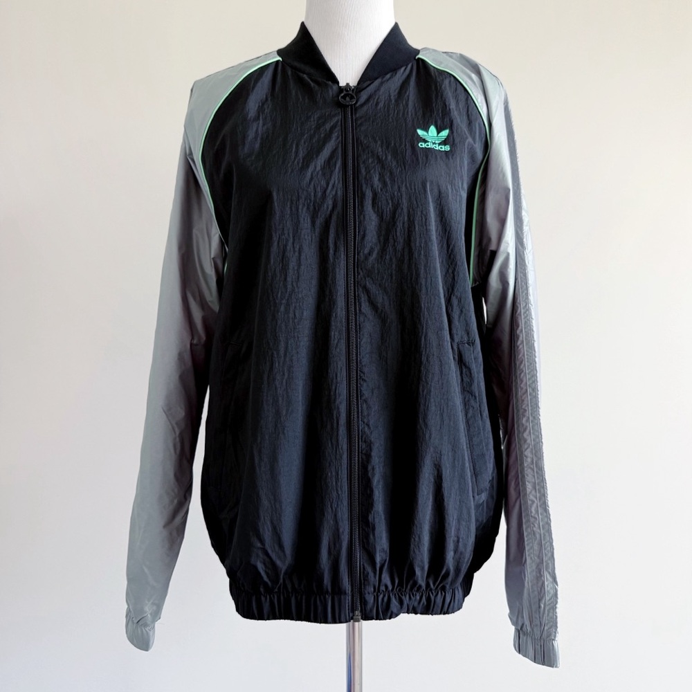 Adidas Woven Superstar Track Top Jacket Mens XL Lightweight Iridescent Black